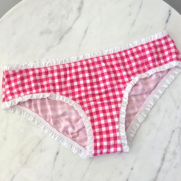 Victoria's Secret Vintage Plaid Low Rise Pink Hiphugger Panty Ruffle Trim NWT - Picture 11 of 12